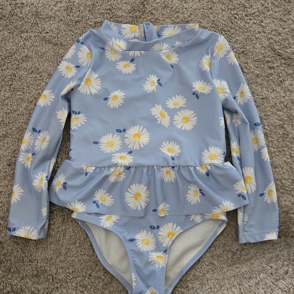 Cat & Jack Blue Floral Kids Swim One Piece